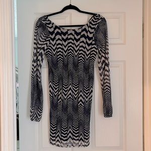 Sheer long sleeve short dress